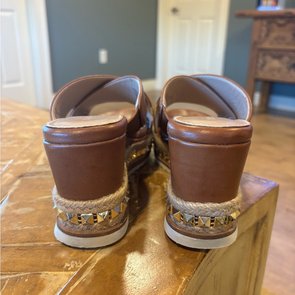 Bcbgeneration Brown Leather Mules With Studded We… - image 3